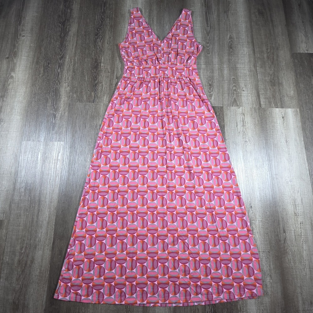 Garnet Hill Modern Geo Surplice Maxi Dress Women's Size 8 Red Pink Beach Summer